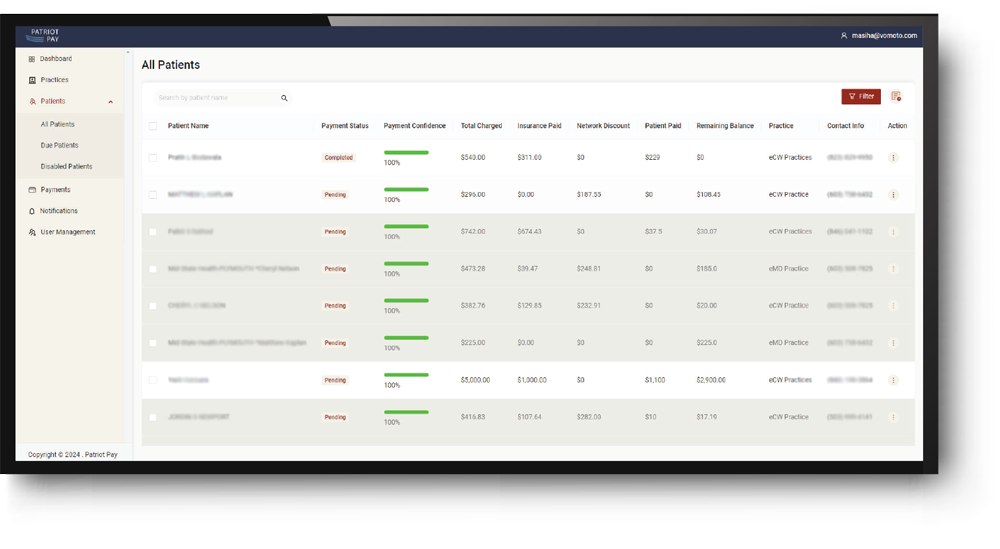 patriot pay app, patient screen